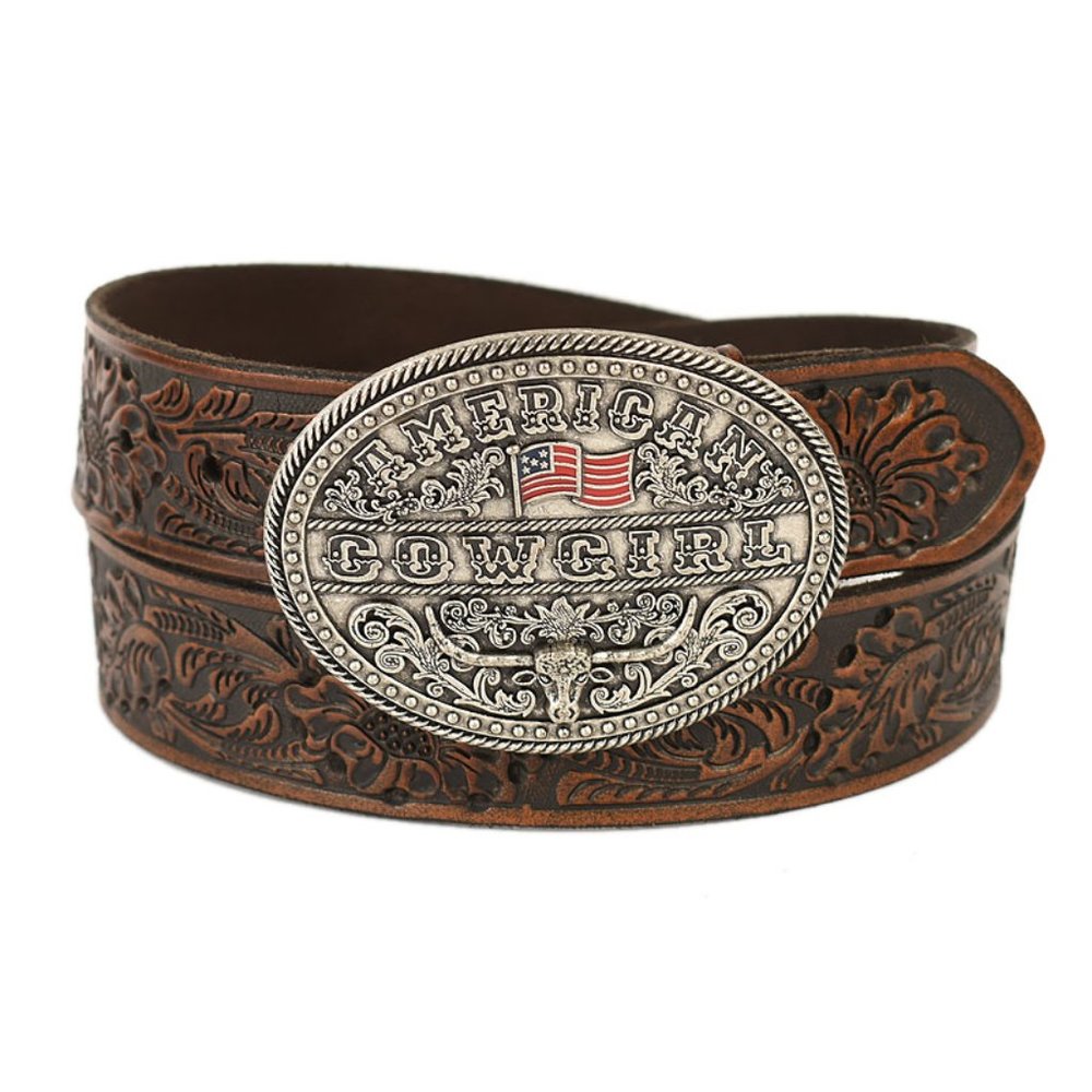 Shyanne Brown Tooled Leather American Cowgirl Buckle … Gem